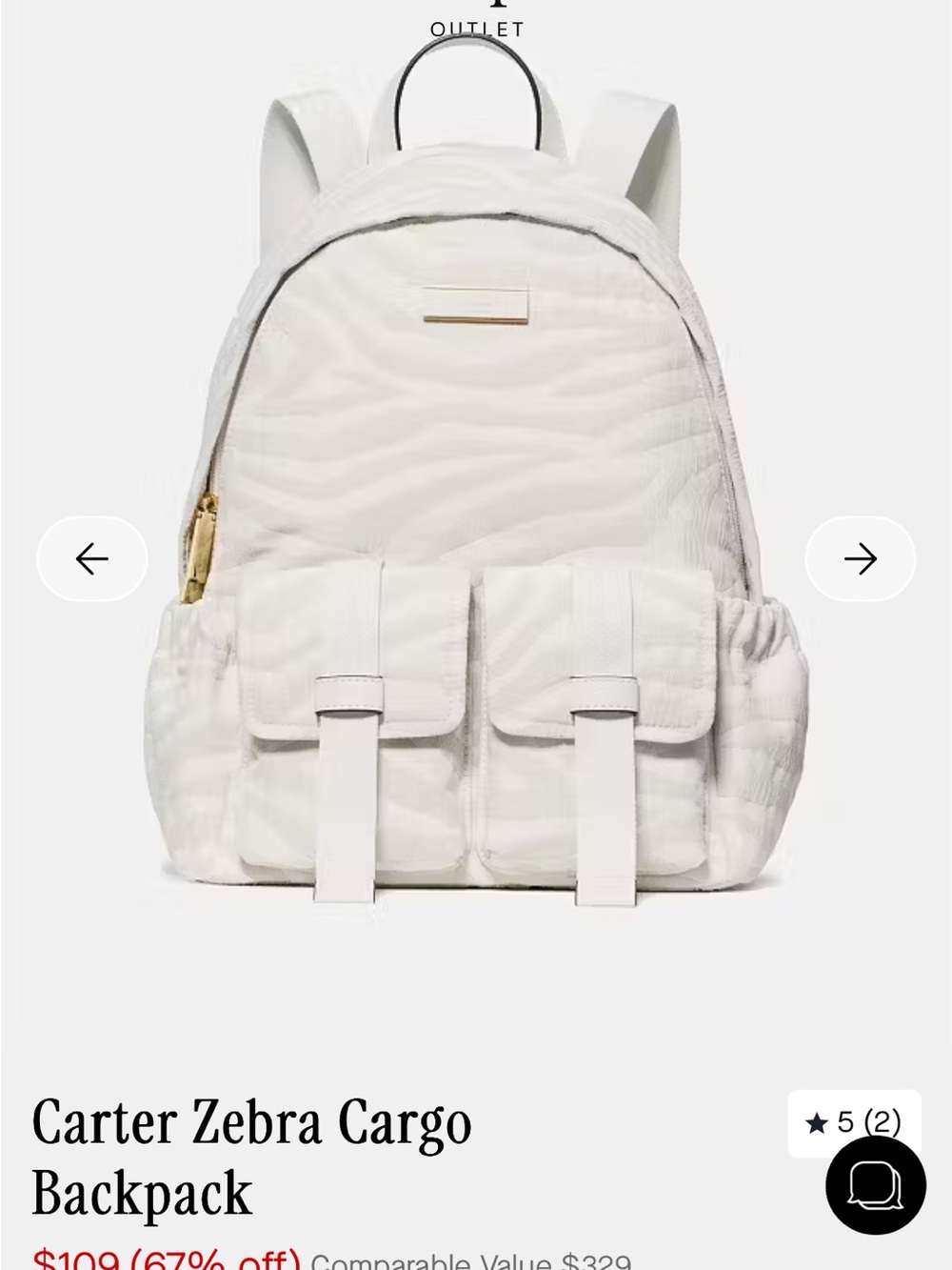 Kate Spade Carter Zebra Backpack